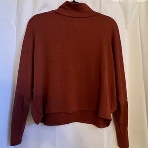 Cropped Long Sleeve Turtle Neck in Rust Orange
